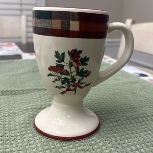 CIC RW China Pedestal Mug. Plaid Christmas theme. Raymond Waites.